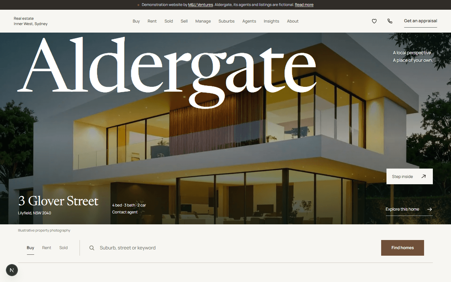 Aldergate homepage on desktop